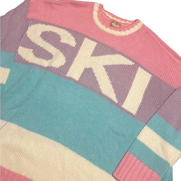 Show Me Your Mumu Ski In Pastel Cable Knit Oversized Sweater Size 2X NWT - Picture 2 of 13